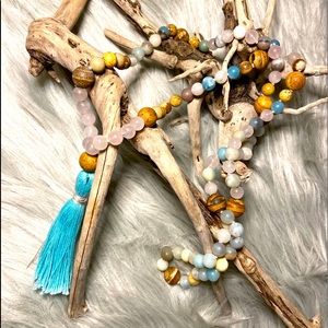 HANDMADE MALA NECKLACE. Genuine Stones.